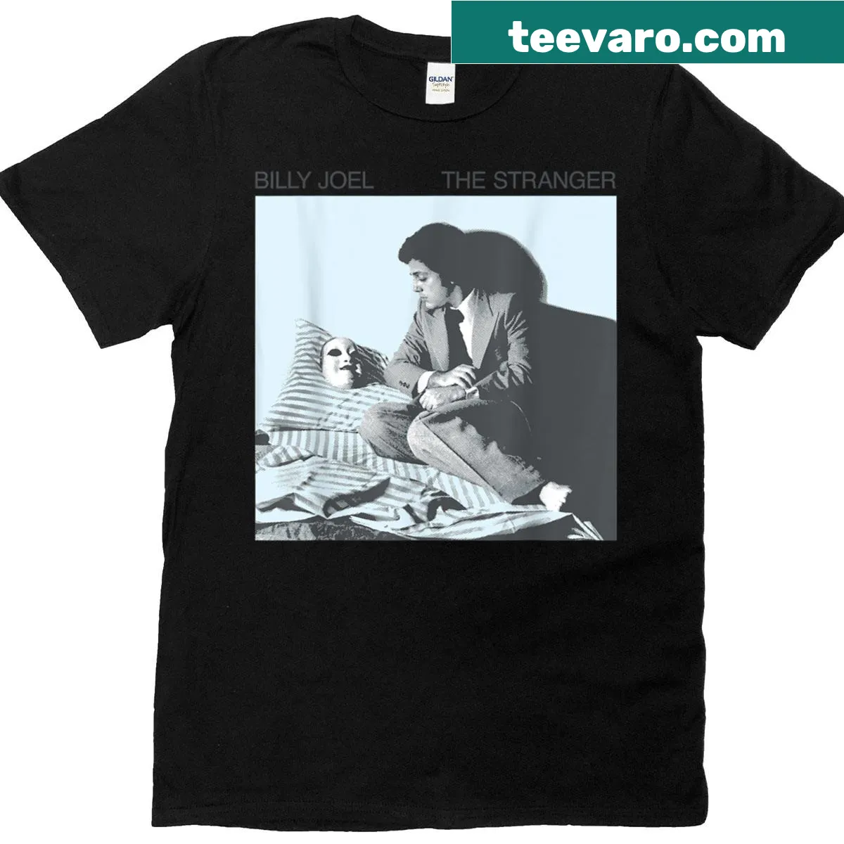 Vintage-style Billy Joel The Stranger T-shirt with classic album art — on a men's t-shirt