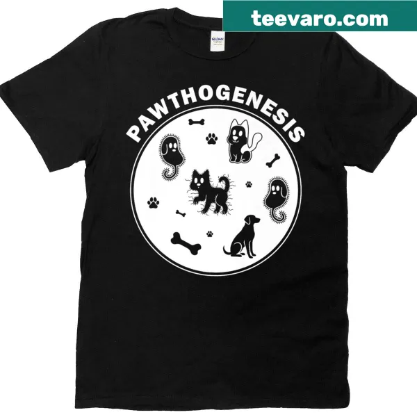 Funny t-shirt with the word 'Pathogenesis' aimed at dog lovers and science enthusiasts