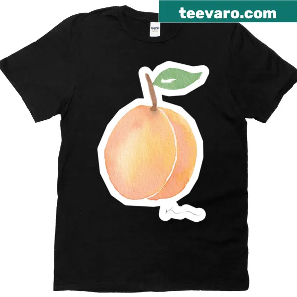 Whimsical graphic T-shirt featuring a peach illustration