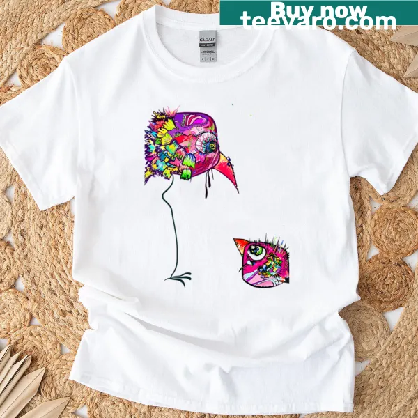 T-shirt featuring playful birds in a whimsical design
