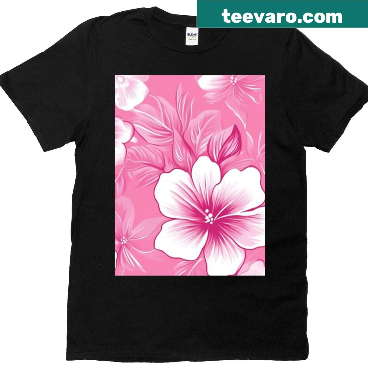 Floral design featuring pink flowers on a t-shirt — on a men's t-shirt