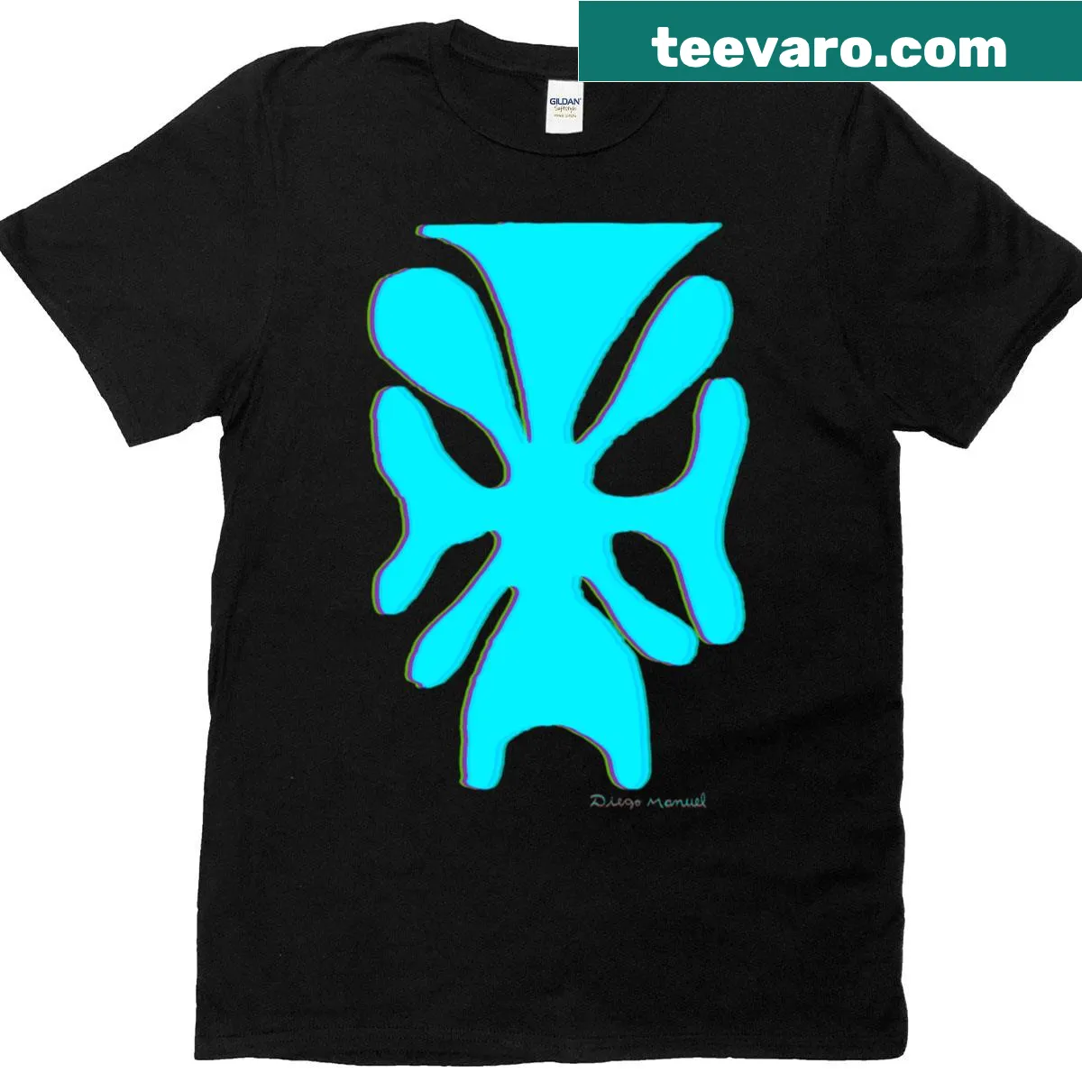 Bold abstract graphic T-shirt with unique shapes and lines — on a men's t-shirt