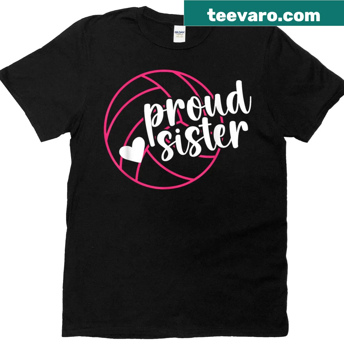 T-shirt with proud sister typography celebrating volleyball players. — on a men's t-shirt