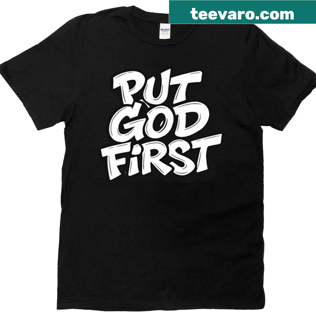 Inspirational faith-themed t-shirt with typographic design — on a men's t-shirt