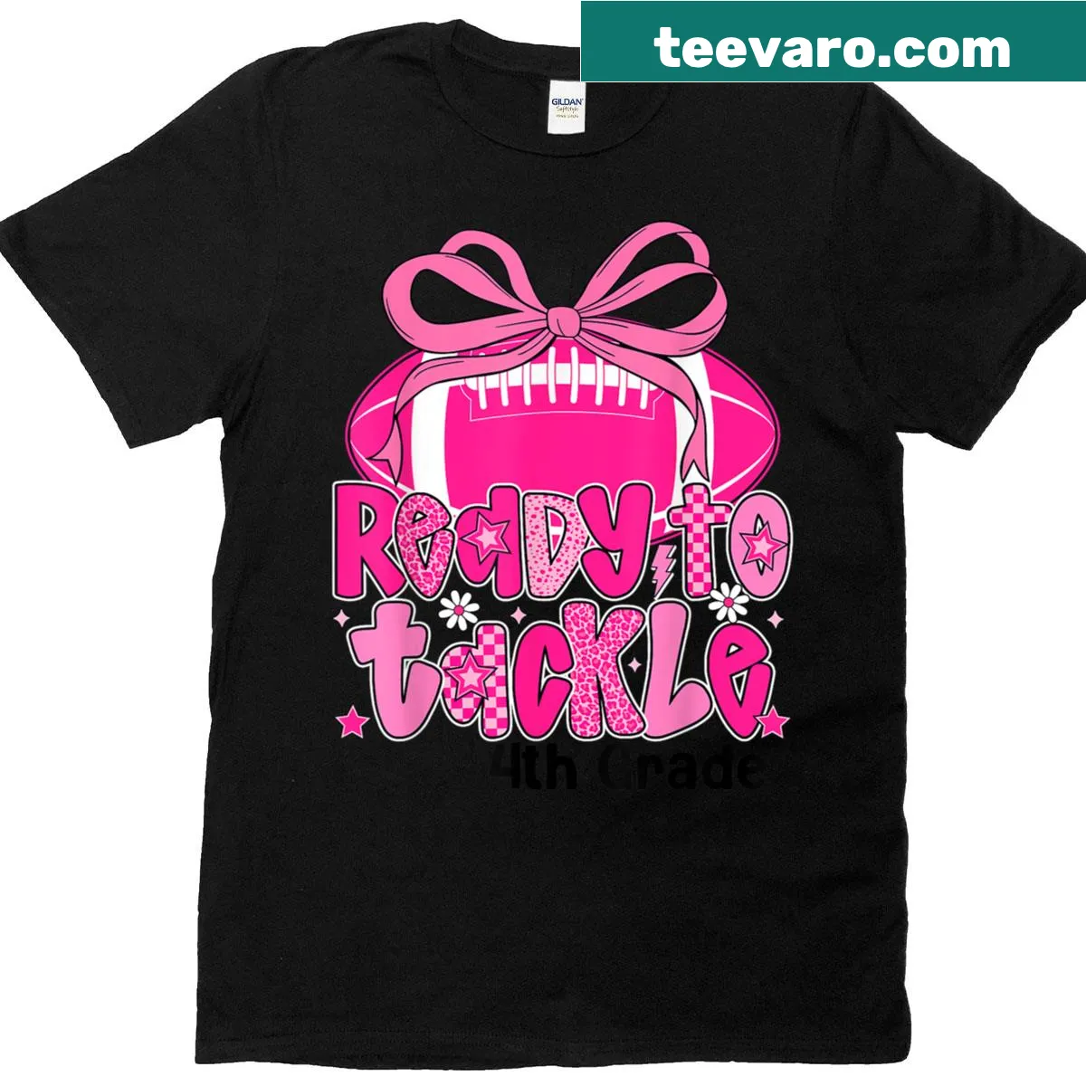 Football-themed t-shirt for girls starting 4th grade — on a men's t-shirt
