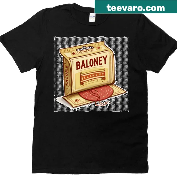 Vintage style t-shirt with retro baloney package graphic.