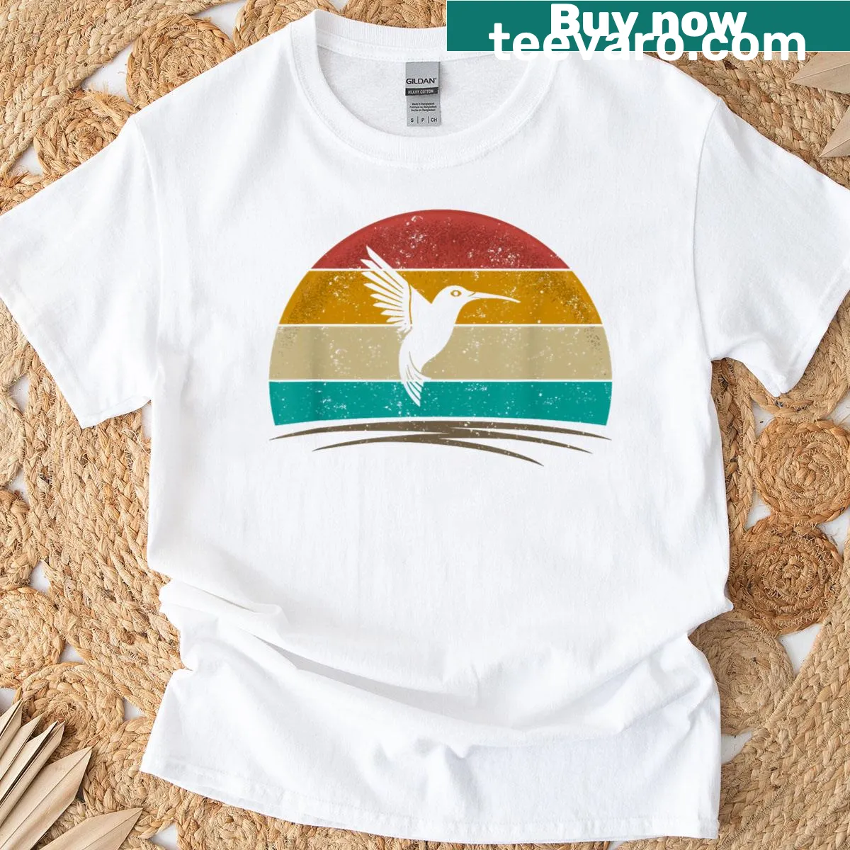 Vintage hummingbird illustration T-shirt for bird lovers — on a men's t-shirt