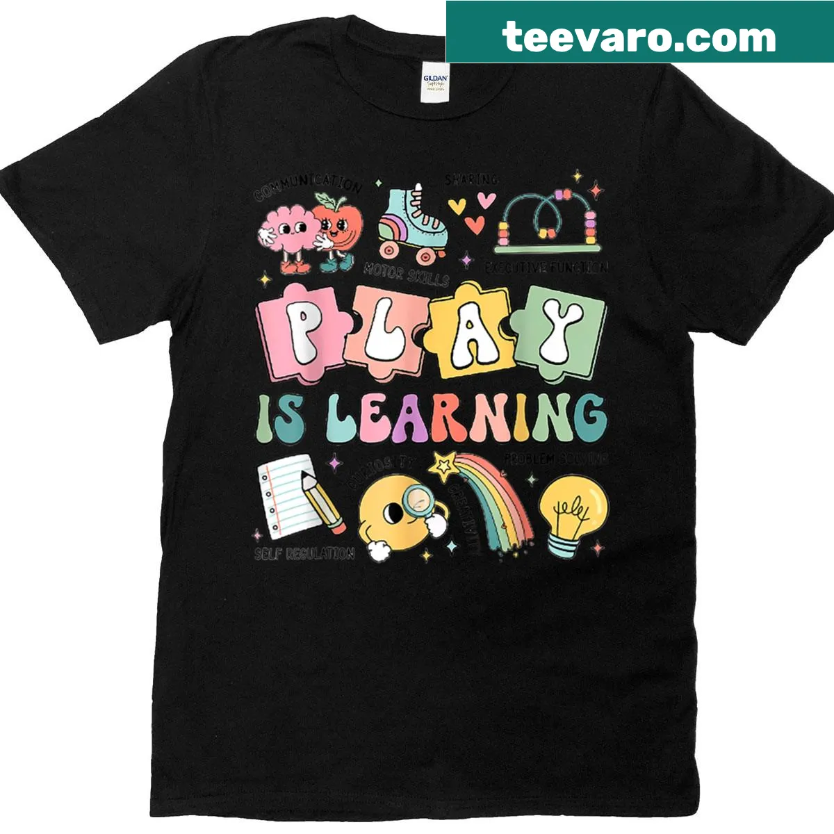 Retro T-shirt for kindergarten teachers with educational message — on a men's t-shirt