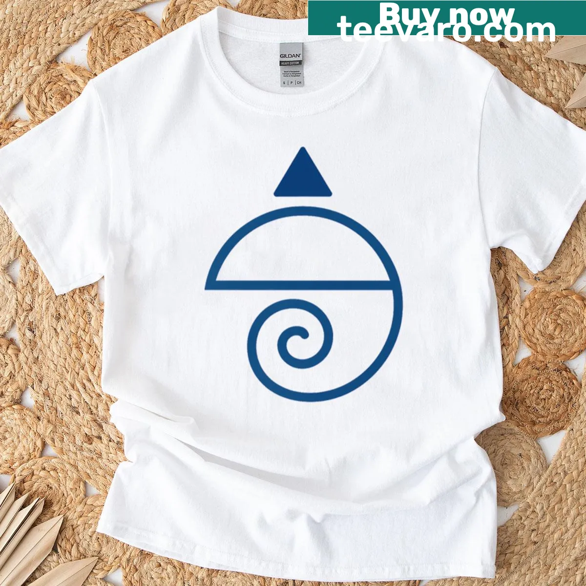 Minimalist spiral symbol graphic on a t-shirt — on a men's t-shirt