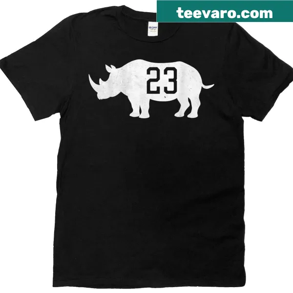 Adorable rhino design with number 23 on a T-shirt