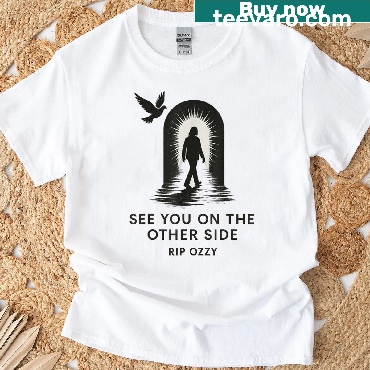 Tribute t-shirt for Ozzy Osbourne with 'See You On The Other Side' text — on a men's t-shirt