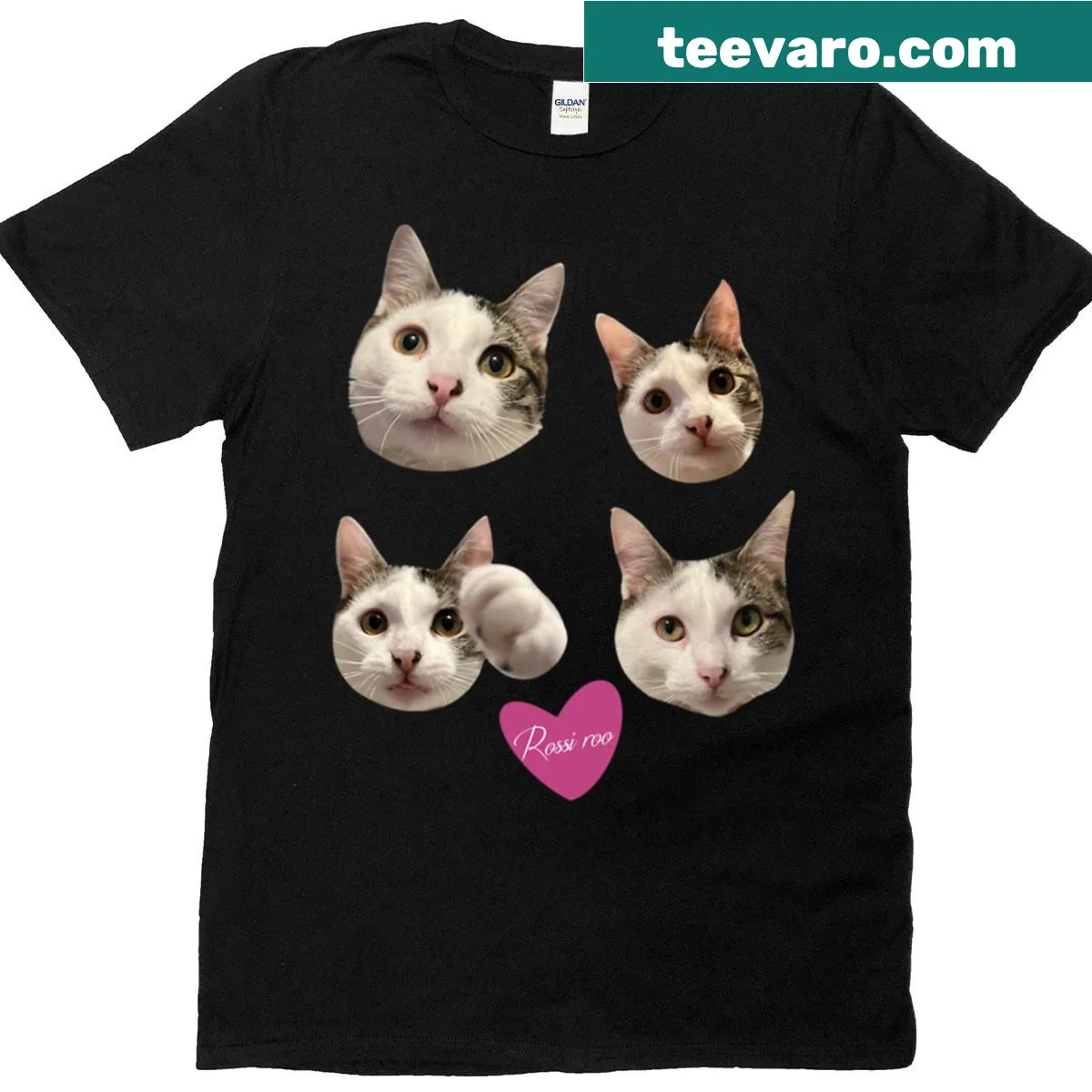 Playful illustration of a cat as a kangaroo on a T-shirt — on a men's t-shirt