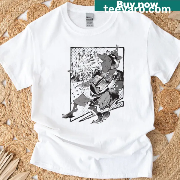 Cute chibi character illustration T-shirt featuring Rudo