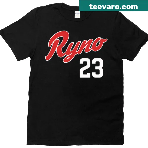 Sporty T-shirt with bold 'Ryne Ryno 23' graphic design