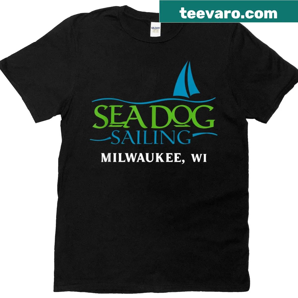 Nautical-themed sailing design on a t-shirt — on a men's t-shirt