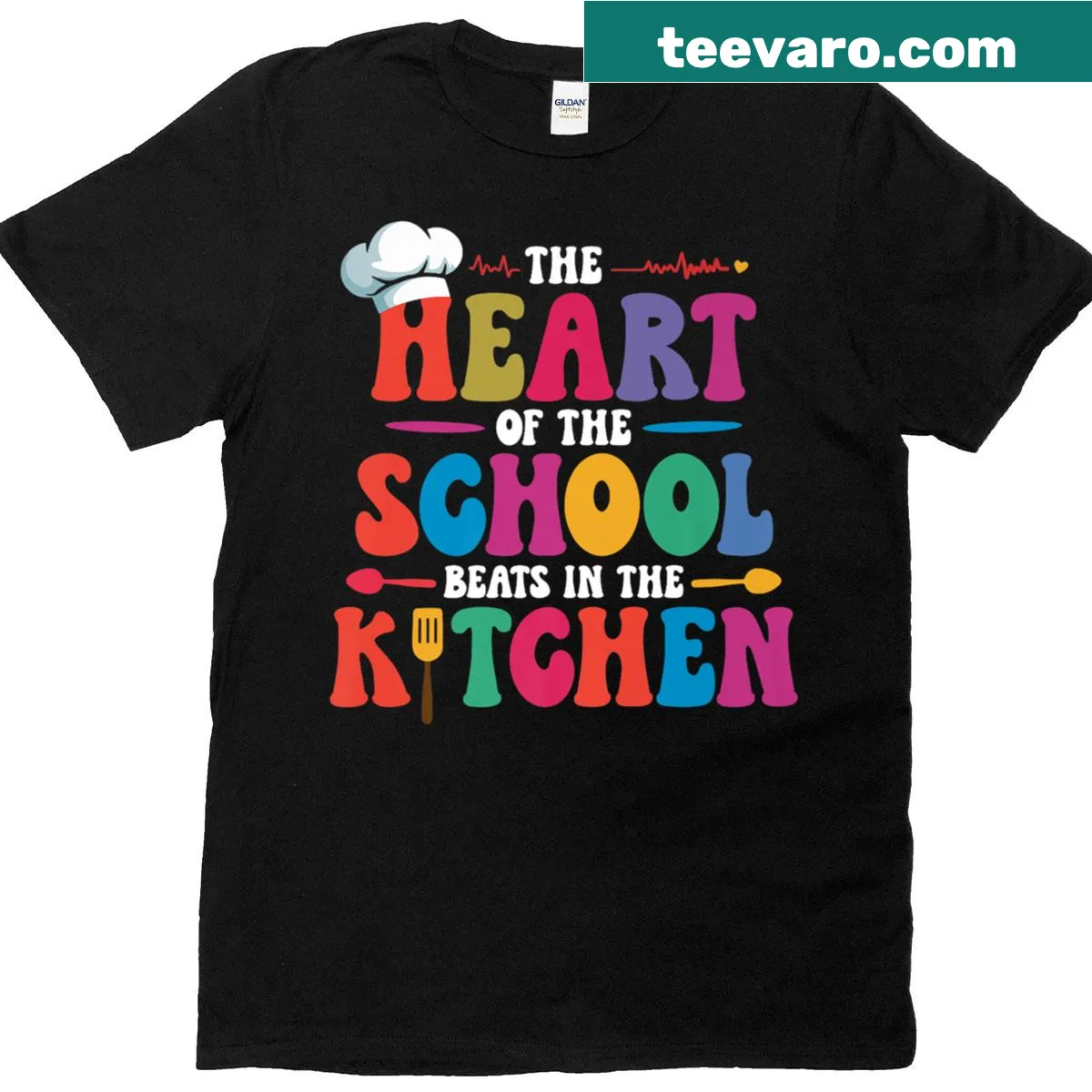 Graphic t-shirt celebrating school lunch ladies with heartfelt message — on a men's t-shirt