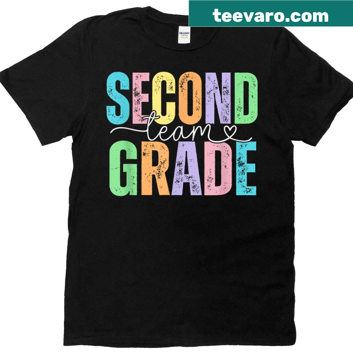 Heart graphic T-shirt for second graders and their teacher — on a men's t-shirt