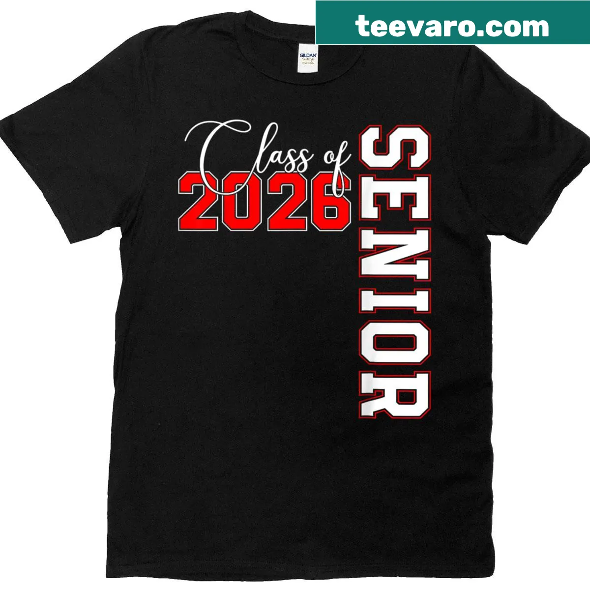 Funny senior t-shirt with 'My Last First Day Of Class Of 2026' text — on a men's t-shirt