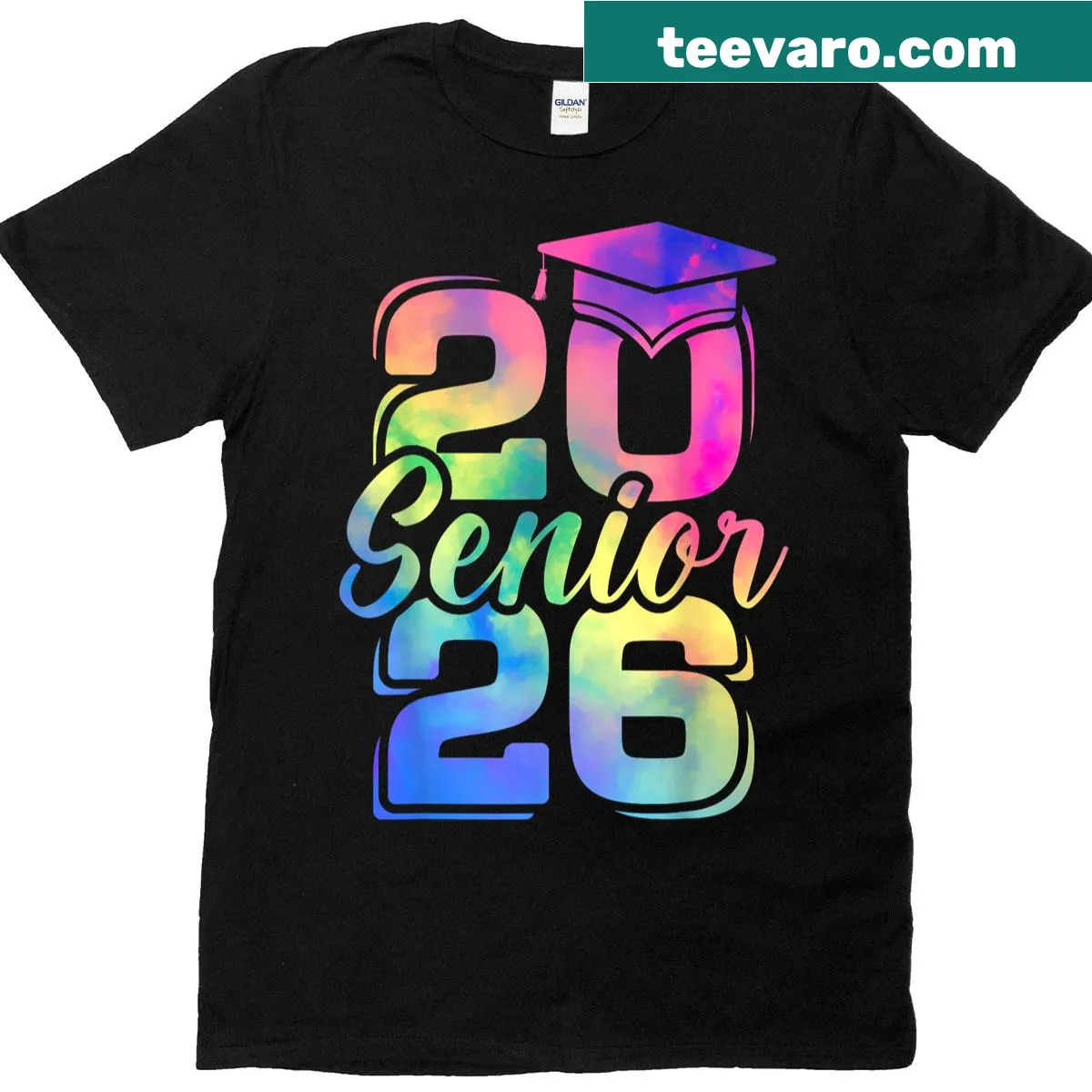Celebratory Class of 2026 graduation T-shirt with bold text and embellishments — on a men's t-shirt