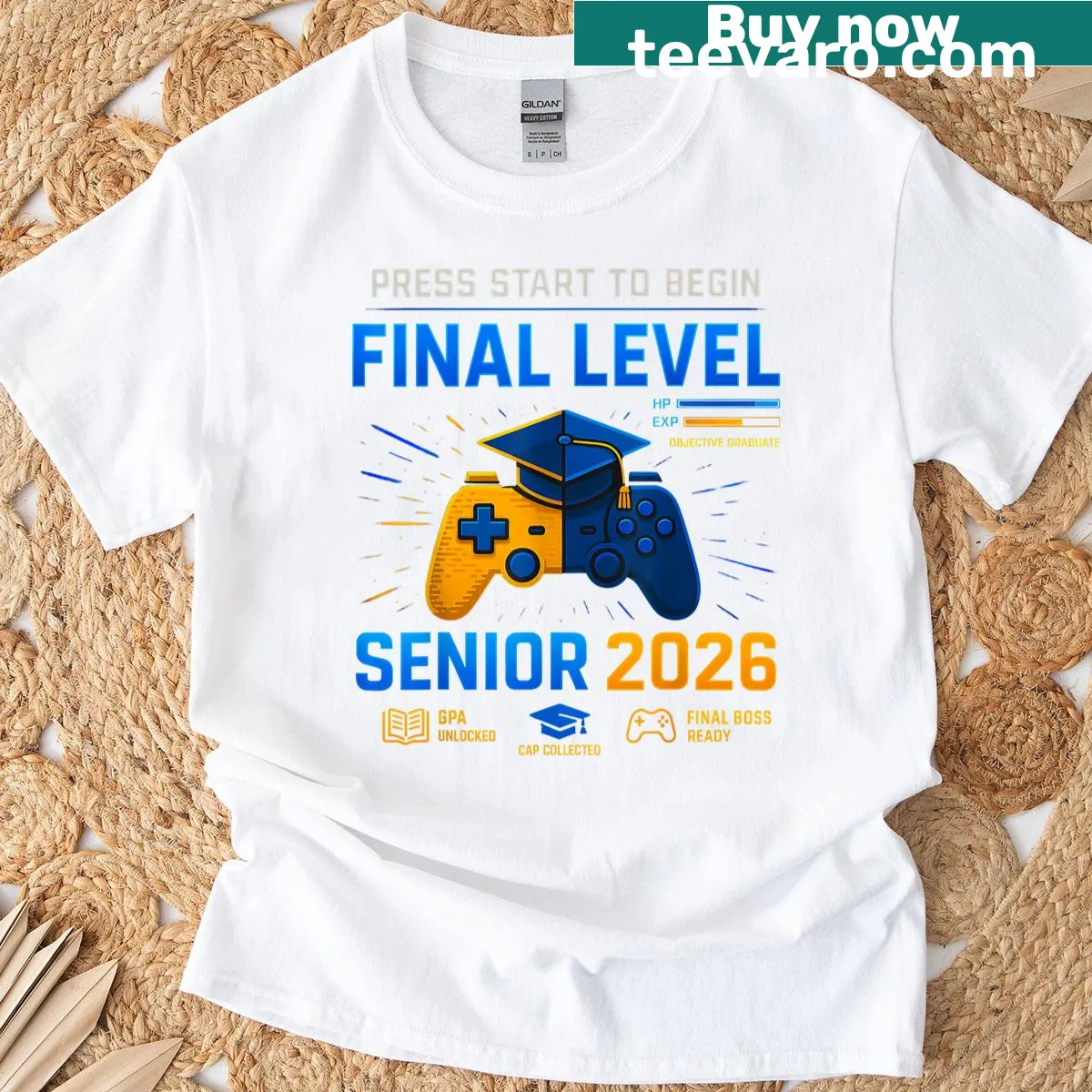 Senior Class Of 2026 gamer t-shirt for students — on a men's t-shirt