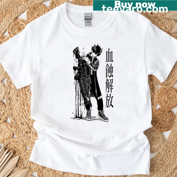 Illustrative Shiki Tougen Anki t-shirt with fantasy themes