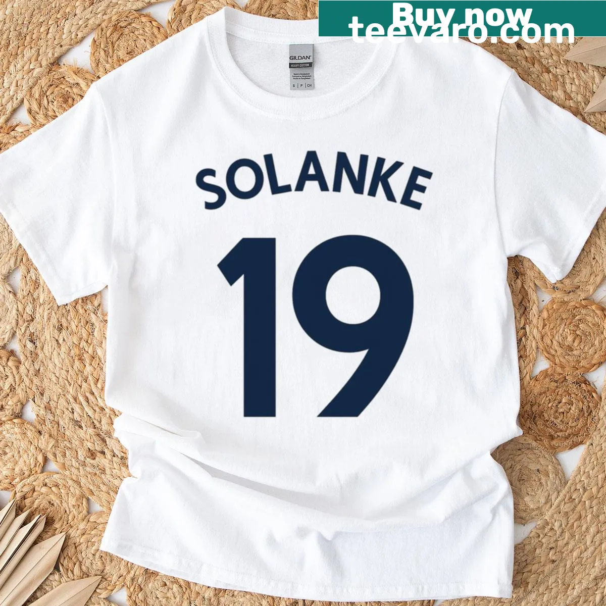 Bold football style T-shirt featuring Solanke 19 design — on a men's t-shirt