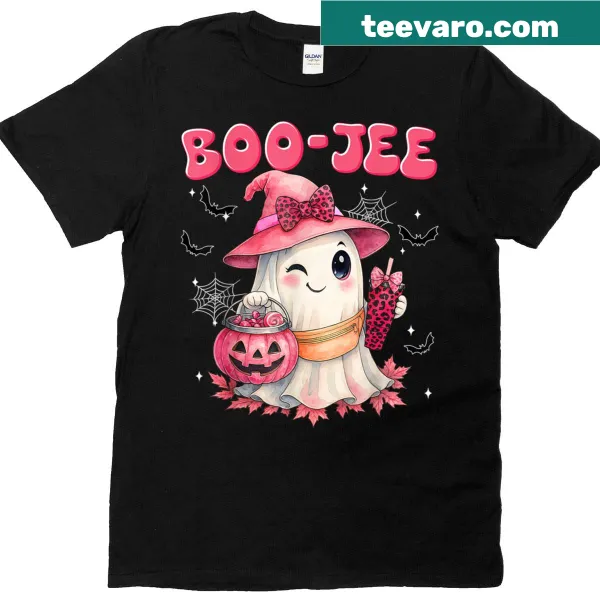 Cute Halloween-themed girls t-shirt with a playful graphic and text
