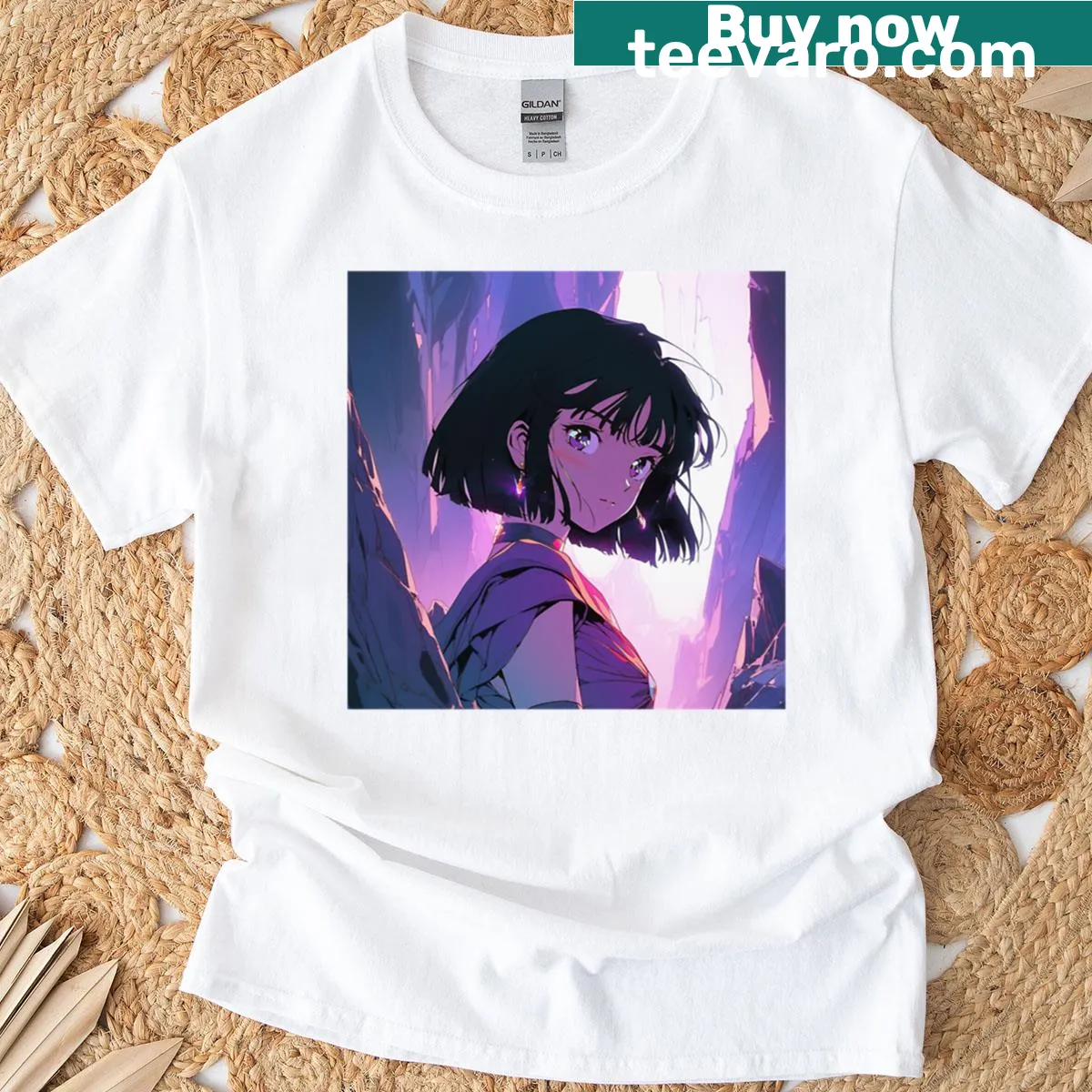 Stylized illustration of Saturn as a sailor with rings — on a men's t-shirt