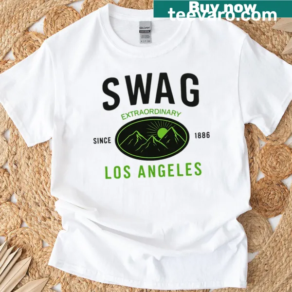 Minimalistic California-themed graphic on a green T-shirt