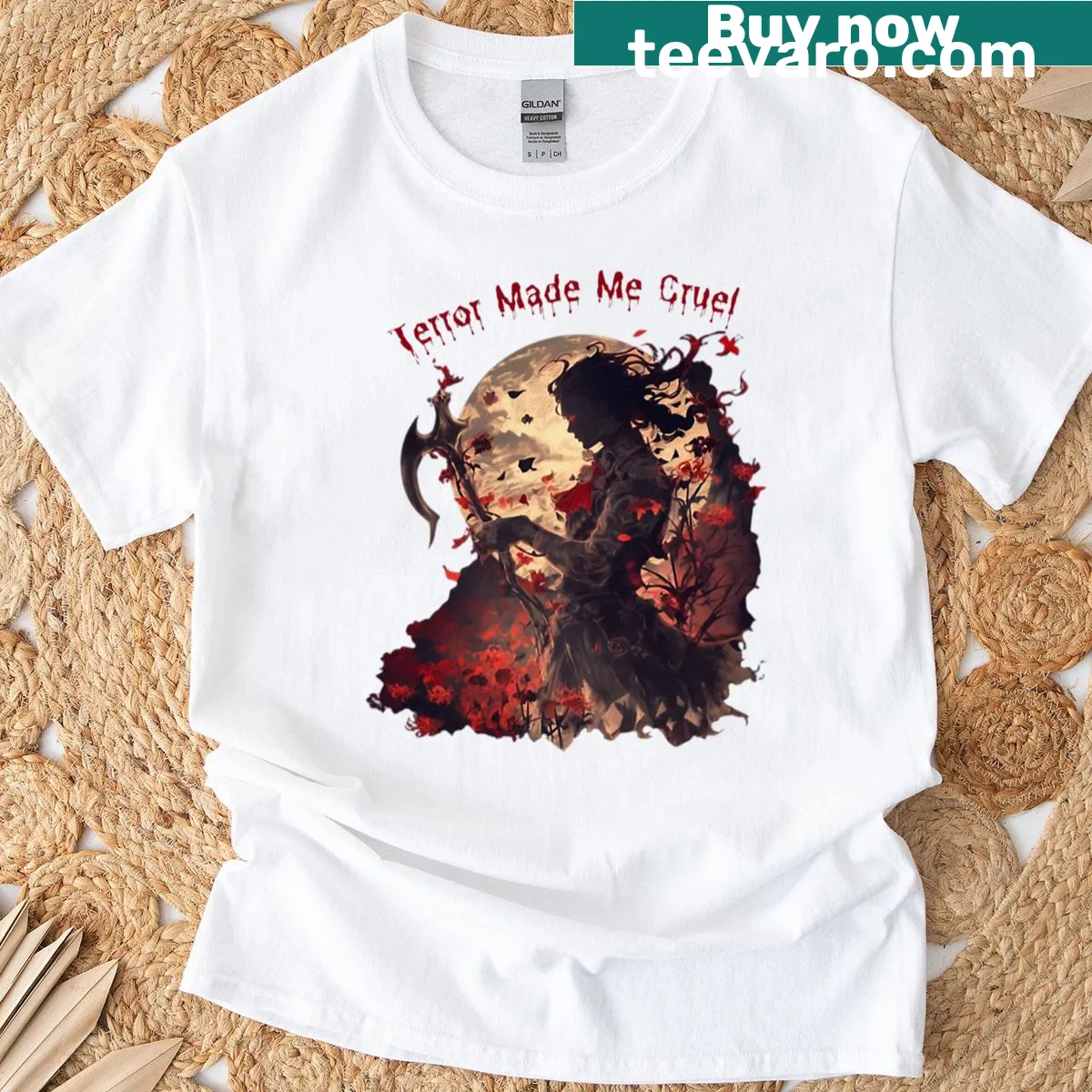 Literary T-shirt inspired by Wuthering Heights with dramatic illustration — on a men's t-shirt