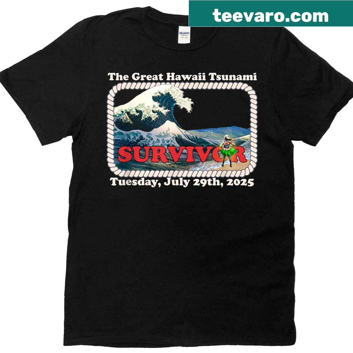 Graphic T-shirt inspired by Hawaii's ocean and waves — on a men's t-shirt