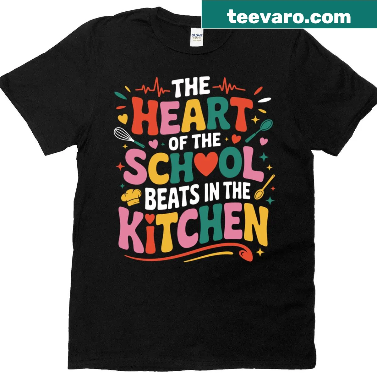Cute T-shirt with a heartwarming phrase about lunch ladies in the kitchen. — on a men's t-shirt