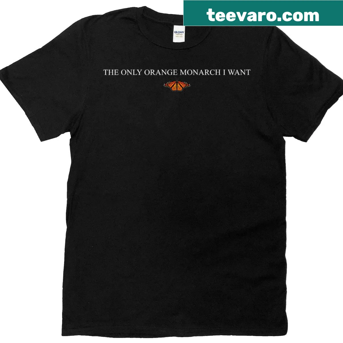 Elegant Orange Monarch Butterfly T-shirt with realistic design — on a men's t-shirt