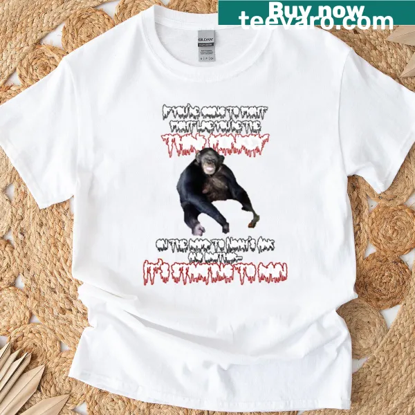 Playful monkey illustration with 'New and Improved' text on T-shirt