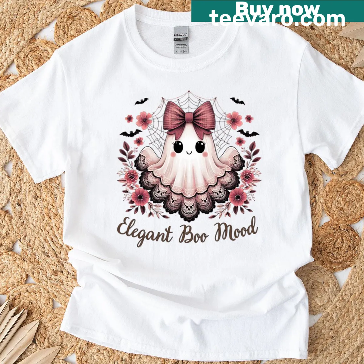 Cute cartoon ghost design on a vintage T-shirt — on a men's t-shirt