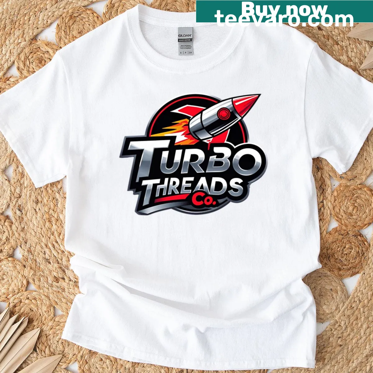 Retro-style T-shirt from Turbo Threads Co — on a men's t-shirt