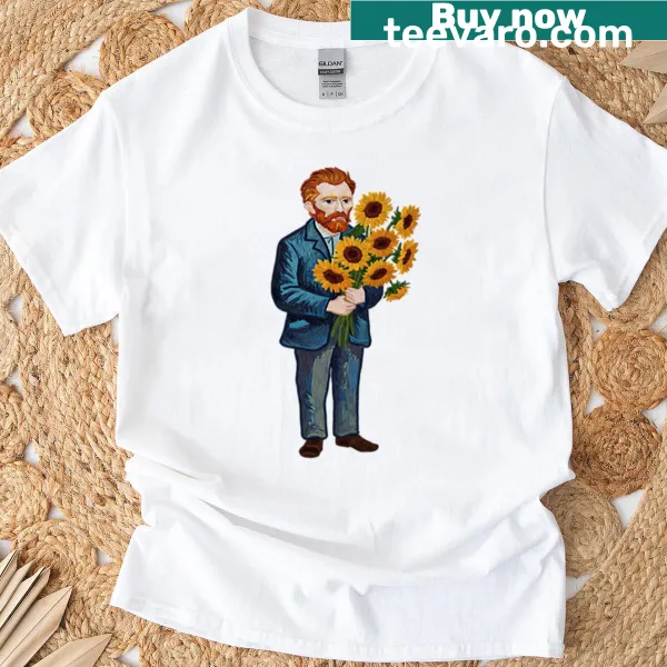 T-shirt featuring Vincent Van Gogh holding sunflowers