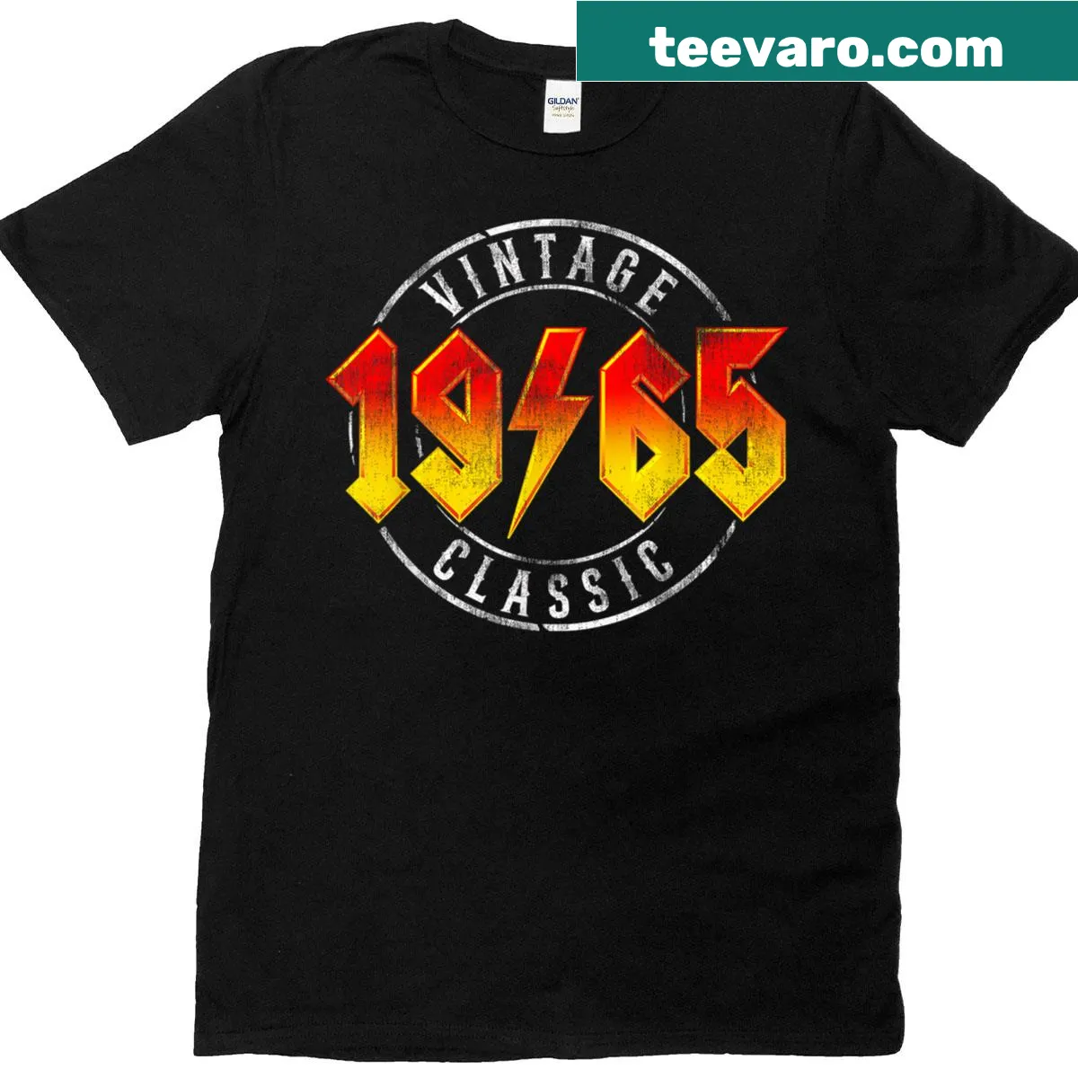 Vintage-style shirt celebrating 60 years of rock legends from 1965 — on a men's t-shirt