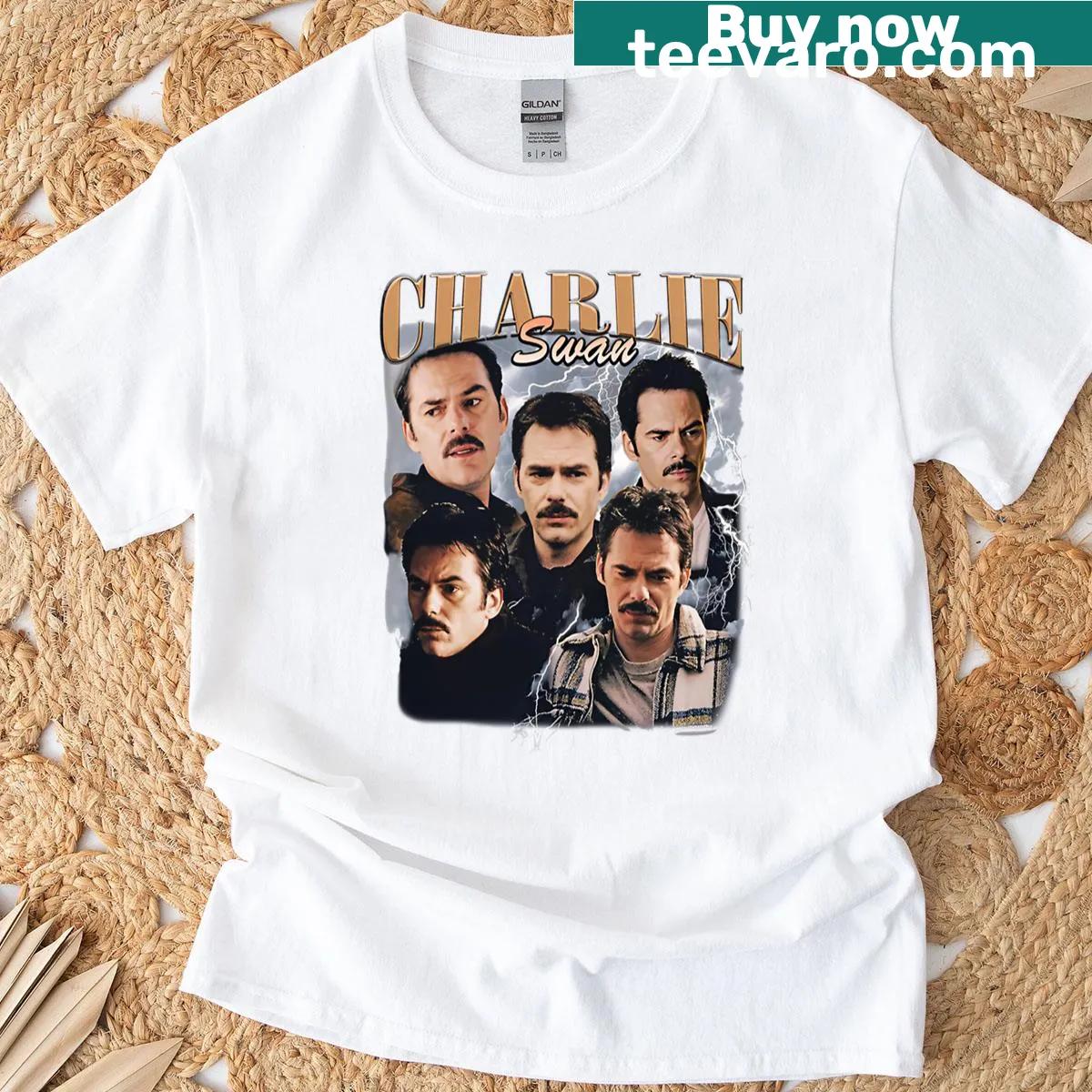 Vintage fan-made T-shirt for Team Charlie featuring Billy Burke — on a men's t-shirt
