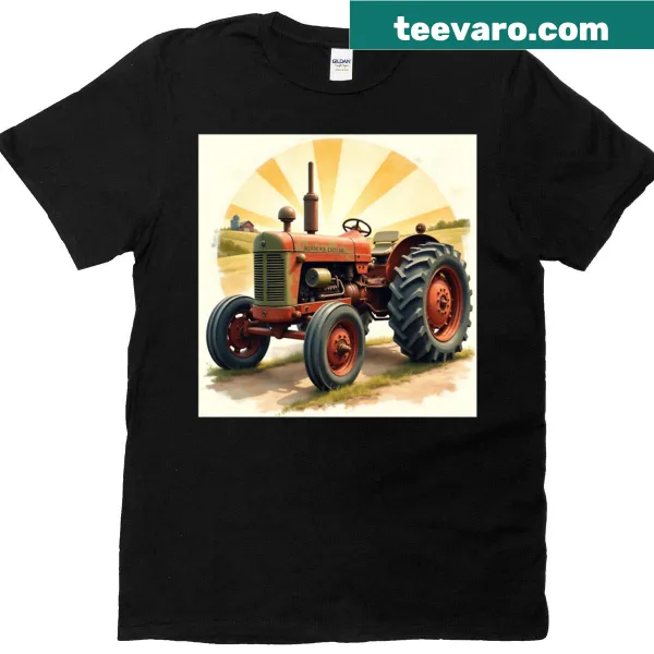 Vintage distressed t-shirt featuring a classic red tractor