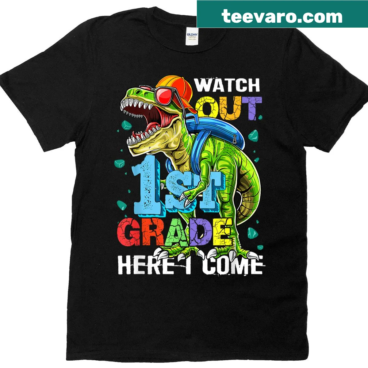 Bold typography t-shirt for first graders with back-to-school theme — on a men's t-shirt