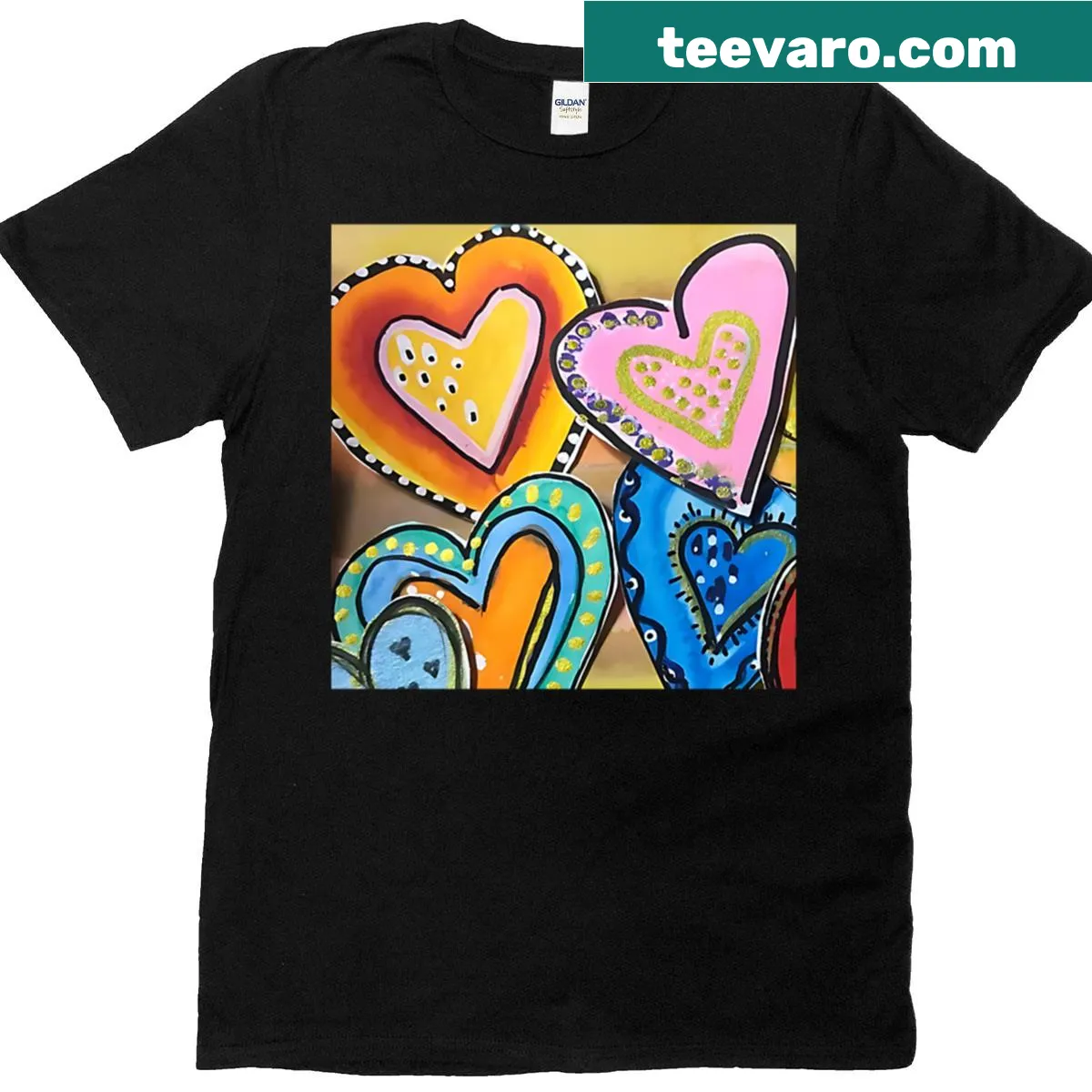 Abstract hearts graphic T-shirt — on a men's t-shirt