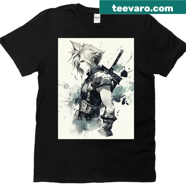 Watercolor illustration of clouds on a T-shirt