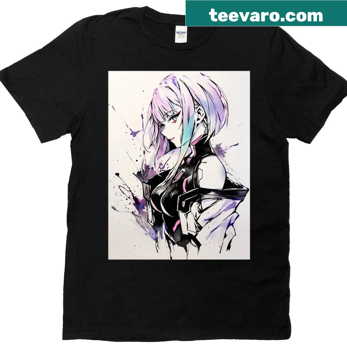 Watercolor depiction of Lucy character on a t-shirt — on a men's t-shirt
