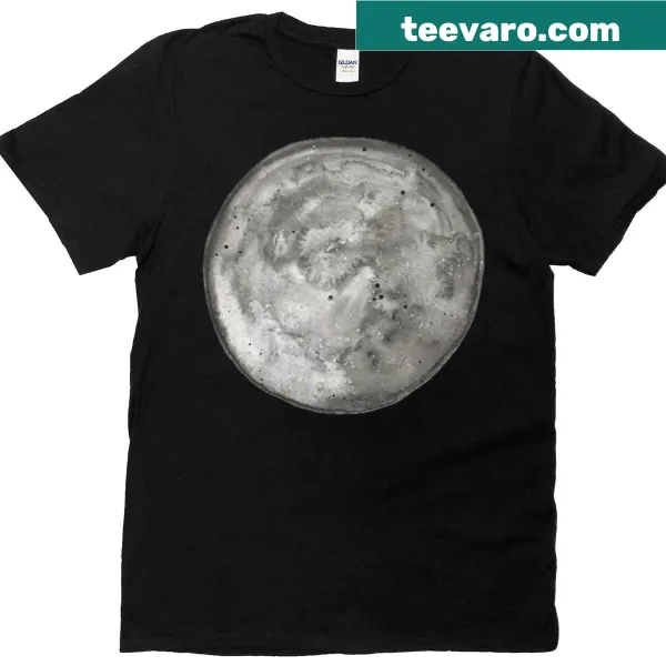 Watercolor moon illustration on a T-shirt