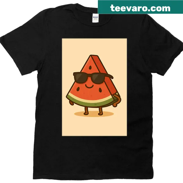 Cute watermelon illustration on casual summer T-shirt