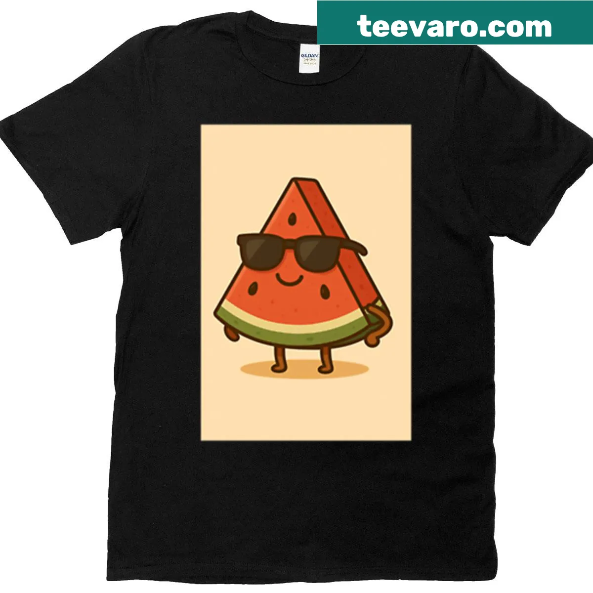 Cute watermelon illustration on casual summer T-shirt — on a men's t-shirt