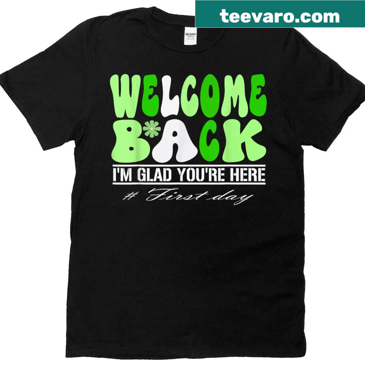Teacher quote t-shirt featuring a groovy welcome message — on a men's t-shirt