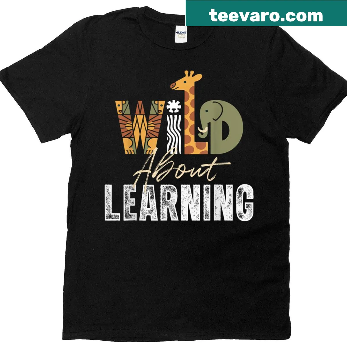 Safari-themed T-shirt celebrating education — on a men's t-shirt