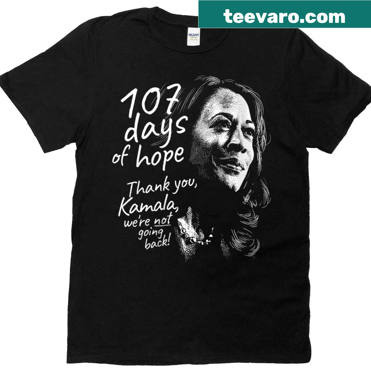 Artistic portrait of Kamala Harris on women's T-shirt — on a men's t-shirt
